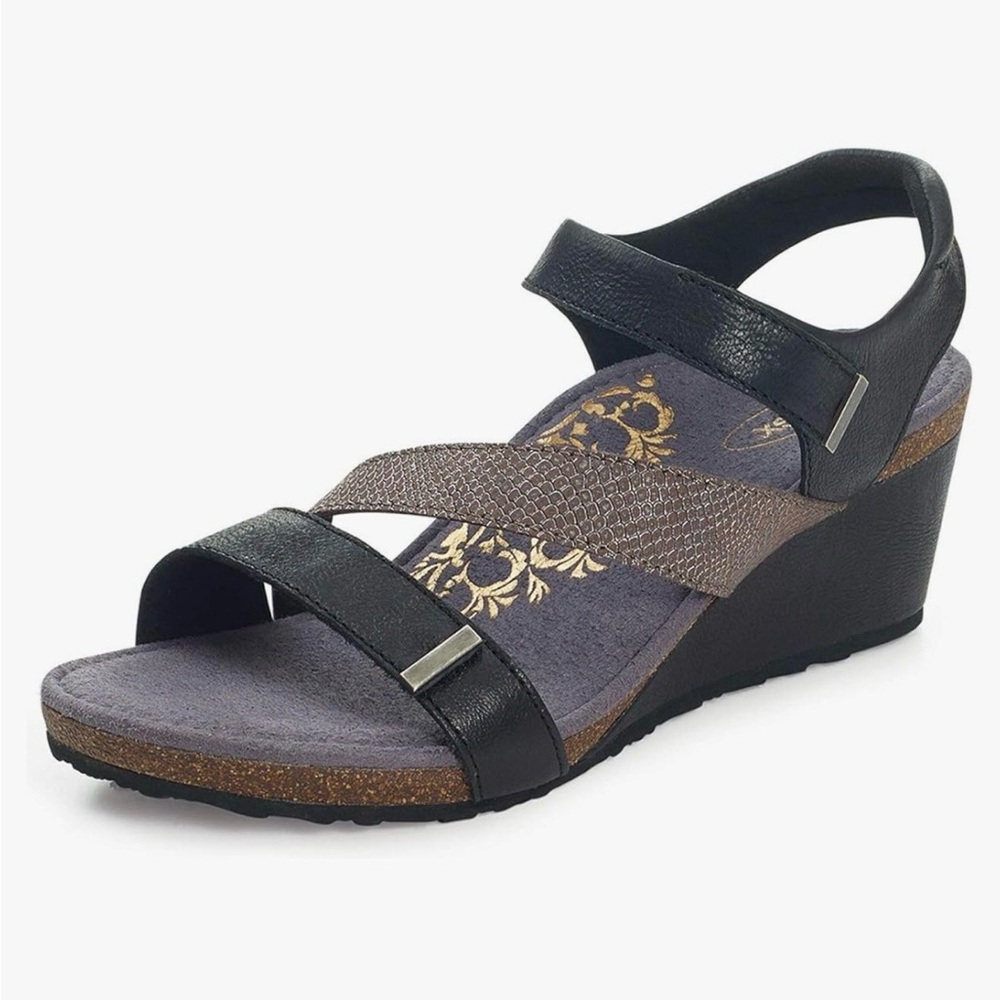 Aetrex Women's Brynn Quarter Strap Wedge Sandal